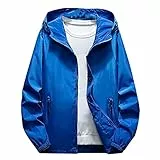 Generisch Waterproof Jacket, Herren Wasserdichte Leichte Outdoorjacke Mit Abnehmbarer Kapuze Windjacke Funktionsjacke Für Wandern Camping Jacken Fahrrad Swampland Regenjacke (7XL, Blau)