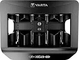 VARTA Ladegerät für 2/4 wiederaufladbare AA/AAA/C/D oder 1x 9V Batterien - LCD Universal Charger+, mit Netzteil/USB-C/12 V Auto-Adapter - Inkl. 4x AA 2600mAh