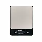 MAUL Briefwaage MAULlibra 19,7x14,7 cm | Waage bis 5kg belastbar | Moderne Küchenwaage mit 1g Teilung | Automatische Nullstellung und Abschaltautomatik | Inklusive Batterien | Schwarz