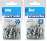 Knauf Gipsplatten-Metalldübel zur Befestigung von Lasten an Trockenputzwänden – Trockenbau-Dübel, Gipskarton-Dübel, selbstbohrend, bis zu 25-kg (10 Stk.) (Packung mit 2)