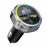 ORIA Bluetooth FM Transmitter Auto, KFZ Bluetooth 5.3 Adapter mit PD 30W & QC3.0 18W Schnellladung, 5-Farbiges Umgebungslicht, Freisprechen, Unterstützung BT, USB-Disk