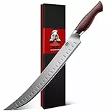 SHAN ZU Fleischmesser 30cm, Japanisches Tranchiermesser für Fleisch & Schinken, Metzgermesser mit 10 CR15Mov hoher Kohlenstoff -Edelstahl -Scharfe und ergonomische Pakkawood -Griff - Okinawa -Serie