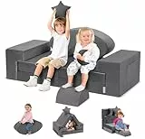 Kidirect K12 PRO Modulare Kinderspielcouch, kreative Kindercouch für Spielzimmer, verbesserte Spielcouch, umwandelbares Schaukelpferd, Sektional-Kinder-Sofa mit Stern-Mond für Kinder und Kleinkinder