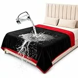 Bedding Aid wasserdichte Decke, Hundedecke Wasserdicht, Liebesdecke Wasserdicht, Katzendecke, Hundedecke Sofa, Rot und Schwarz, Tagesdecke (203x229cm)