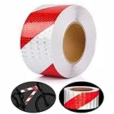Reflektierendes Klebeband Rot & Weiß 25m X 5cm Selbstklebend Reflektor Klebeband Hohe Intensität Reflektorbänder Reflektoren Aufkleber Wasserdicht Aufkleber Reflektierend für Fahrrad, Fahrzeuge, Autos