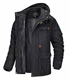 MAGCOMSEN Herren Warme Jacke Winter Fleecejacke Atmungsaktiv Übergangsjacke Männer Bomber Jacke Baumwolle Windjacke Lässig Vintage Jacke mit Innenfleece Grau L