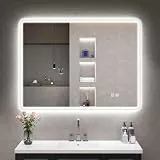 S'bagno Spiegel-mit-Beleuchtung-Bad 80x60cm, Beleuchteter-Spiegel-Bad, Entfoggen, 3 Farben, Dimmbar, Speicherfunktion, Gehärtetes Glas, IP44 Wasserdicht, Horizontal/Vertikal