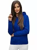 OZONEE Damen Kapuzenpullover Sweatjacke Sweatshirt Farbvarianten Kapuzenjacke Kapuzenpulli Langarm Kapuze Hoodie Sport Style Casual Fitness Basic Training 777/1618B Kobalt M