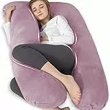 Chilling Home Schwangerschaftskissen, U Form Seitenschläferkissen mit Bezug U Kissen Stillkissen groß Lagerungskissen, Kissen für Frauen und Seitenschläfer(Lila, Samt)