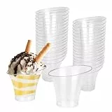 ZFOEFO 50 Stück Dessertbecher Plastik Dessertgläser Wiederverwendbar Dessert Becher Transparent Dessert Schälchen 140ml Pastikbecher Klein Plastikbecher für Dessert Mousse Pudding Eiscreme