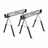 metabo Arbeitsbock-Set MAB 82-2 höhenverstellbare Standbeine, Stahlböcke pulverbeschichtet & verzinkt, Unterstellbock klappbar mit Tragegriff, robust & kompakt - Klemmöffnungen ideal zum Fixieren