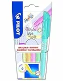 PILOT - 6er-Set FriXion Light Soft - Radierbarer Textmarker - Pastellfarben: Pastellpink, Gelb, Violett, Blau, Orange, Grün - Keilspitze für feine oder breitere Linien