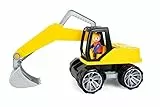 Lena 04411 Truxx Bagger, Baustellenfahrzeug ca. 44 cm, robuster Schaufelbagger mit beweglichem Baggerarm und vollbeweglicher Spielfigur, Sandbagger für Kinder ab 2 Jahre, Spielfahrzeug in gelb