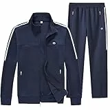 MoFiz Jogginganzug Herren Trainingsanzug Sportanzug mit Reissverschluss Gym Tracksuit Laufanzug für Alle Jahreszeiten Marineblau XL