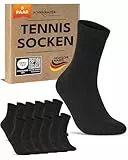 6 Paar Tennissocken Herren 43-46 Schwarz Sportsocken Atmungsaktiv Herrensocken Baumwolle Retro Crew Socken (Schwarz 43-46)