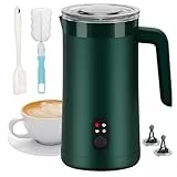Ovetedot Milchaufschäumer, 400 ml Milchaufschäumer Elektrischer 4-in-1 für Heißen und Kalten Milchschaum, Automatische Abschaltung Kaffee Aufschäumer für Latte, Macchiato, Cappuccino(Grün)