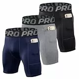 LANBAOSI 3er-Pack Herren-Kompressionsshorts, Schwarz/Grau/Marineblau, XL