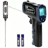 ERICKHILL Infrarot-Thermometer -50 ℃ ~ 600 ℃ Berührungslose digitale Laser-Temperaturpistole mit LCD-Display, einstellbarer Emissionsgrad – geeignet zum Kochen/Grillen/Einfrieren, mit Fleischsonde