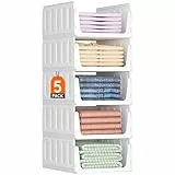 Lifewit Stapelbar Kleiderschrank Organizer, Ausziehbar Schrank, Stapelbar Aufbewahrungsbox für Bad Küchenschrank Lagerung, Multifunktionale Ordnungssystem, Camping Schrank, 24L, 5 Pack