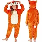 PinkSheep Cartoons Schlafanzug Mädchen Fleece Onesie Kinder Jumpsuit Kinder Mädchen (DE/NL/SE/PL, Alter, 11 Jahre, 12 Jahre, Fox)