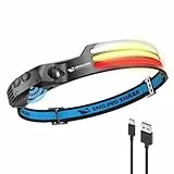 Smiling Shark Stirnlampe, 230°Wide Angle 3*Farben LED-Streifen die Hellste Headlight Wiederaufladbar mit Wasserdichte Kopflampe Camping Joggen Angeln, Stirnlampe-LED-Headlight-Camping-Kopflampe