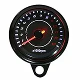 Akozon Motorrad LED Hintergrundbeleuchtung Drehzahlmesser DC 12V Universal Elektronischer Drehzahlmesser Elektronische Drehzahlmesseranzeige