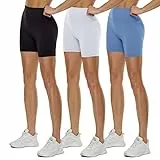 TNNZEET 3er Pack Radlerhose Damen High Waist Sommer Shorts Blickdicht Kurze Sporthose Leggings Hotpants Unter Kleider für Sport Yoga(Hellblau/Schwarz/Weiß, S-M)