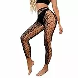 Generisch Frauen-reizvolle Strumpfhose-Fischnetz-Öffnungs-Leggings-Leopard-Druck-Pantihose-Wäsche-Hosen Bodysuit Damen Sexy Öffnung (Black, One Size)