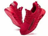 Furuian Sicherheitsschuhe Herren Damen Leicht Arbeitsschuhe Herren sportlich Atmungsaktiv Sneakers mit Stahlkappe rutschfest Fitness Turnschuhe (44EU,Rot)