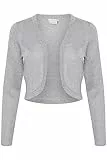 KAFFE Bolero KAankra Damen Bolero Festlich Jäckchen mit Langarm Kurze Strickjacke XL, Grey Mel. w. Silver Lurex