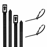 Yatrosynth 50 Stück Kabelbinder Wiederverschließbar, UV Beständig Kabelbinder lang Set, 300mm x 4.8mm, für Kabelmanagement, Gartenarbeit, Wohnen - Schwarz