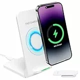 15 W Induktionsladegerät, kabellos faltbar kompatibel mit kabelloses Ladegerät für iPhone 12-17,Sung Galaxy S21-S24, Multischutz von Murata, LED-Anzeige, Aluminiumgehäuse