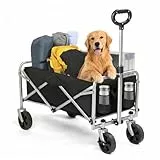 LEADZM Bollerwagen Faltbar, Handwagen 100 kg Tragkraft - für Camping, Einkäufe & Outdoor, 74,5 x 45 x 85 cm (Schwarz)