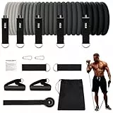 JATEKA Fitnessbänder 5er Set, 150LBS Sports Resistance Bands 5 widerstandsbänder, Widerstandsbänder mit Türanker, 2*Griffe&Tragebeutel, Knöchelriemen, Tragbarer für Muskelaufbau,Yoga und Pilates,Grau
