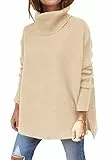 Hormtaer Pullover Damen Winter Rollkragenpullover Warm Oversized Strickpullover Rollkragen Stricken Pulli Grobstrickpullover Casual Lose Langarm Oberteile (Aprikose, L)
