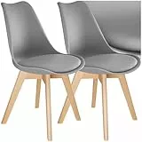 tectake® 2er Set Esszimmerstühle, Stühle, Küchenstühle modern, Essstühle, Stuhl für Wohnungseinrichtung skandinavisch, Küchenstuhl oder Esszimmerstuhl, Holzstuhl, Esszimmermöbel - grau, 2er Set