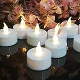 Jialine LED Teelichter 12 Stück Flammenloses Batteriekerzen, Elektrische LED Kerzen, Extra Lange Batterie 200+ Stunden für Weihnachten, Hochzeit, Party (Warmweiß)