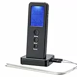 Xavax Digitales Bratenthermometer mit Timer (Funk-Bratenthermometer, 18/8 Edelstahl) schwarz