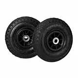 Relaxdays Sackkarrenrad 3.00-4, 2er Set Ersatzreifen, luftbereift, bis 80 kg, Kunststofffelge, 260x85 mm, schwarz
