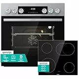 Gorenje Einbau-Herd-Set Inox Air Set mit Glaskeramik-Kochfeld, Heißluft, 73L, 250° max. Ofentemperatur, MultiAir Technologie, 9 Funktionen, Bräterzone, Mininmale Einbaunische (HxBxT): 60x56x58cm