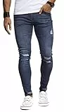 Leif Nelson Herren Jeans Hose Slim Fit Denim Blaue graue Lange Jeanshose für Männer Coole Jungen weiße Stretch Freizeithose Schwarze Cargo Chino Sommer Winter Basic LN9145 W32L30 Dunkel Blau