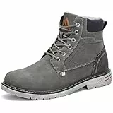 Mishansha Winterstiefel Herren Schneestiefel Wasserdicht Boots Winter Outdoor Wandern Stiefel Männer Flache Arbeitsstiefel Grau Gr.48