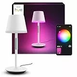 Philips Hue White & Color Ambiance Go Tragbare Tischleuchte (530 lm), dimmbare LED Leuchte für das Hue Lichtsystem mit 16 Mio. Farben, smarte Lichtsteuerung über Sprache oder App, weiß
