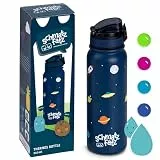 schmatzfatz Thermosflasche, Trinkflasche Kinder Auslaufsicher, 550ml Edelstahl-Trinkflasche Thermo für Schule & Kindergarten, BPA-Frei Wasserflasche, Auslaufsichere Trinkflaschen, Mädchen & Jungen