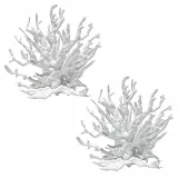HhBdy 2 Stück Aquarium Deko, Korallen Deko Simulation Aquarium Pflanzen Künstlich Harz, Künstliche Korallen Deko Wiederverwendbar Fish Tank Decor für Aquarium Fischbecken Garten Innenhof (Weiß)