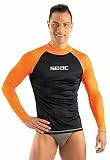 SEAC T-Sun Long Man, schützendes Rash Guard-Tauchshirt zum Schnorcheln und Schwimmen mit Sonnenschutz, schwarz/orange, L