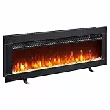 BALDERIA Elektrokamin Agnes 36' | 3in1 Elektrischer Stand-, Wand- oder Einbaukamin mit 3D-Flammeneffekt | Elektro Heizung 1800W | Kamin mit Fernbedienung, Startsteuerung, Timer & Thermostat | Schwarz