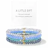 Konxi 4 Stück Boho Perlenarmband mit Goldperlen Stapelbare Bohemian Armbänder Kristall Stretch Damen Armband Mehrschichtiges Boho Armband für Frauen Damen (Blau)