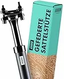AARON Shock Federsattelstütze mit 31,6 mm Durchmesser - Gefederte Aluminium Sattelstütze mit 350mm Länge - Fahrrad Sattelstütze gefedert für E-Bike, MTB, Downhill, Trekking Citybike
