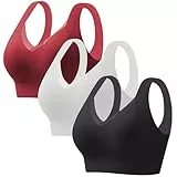 CSYX Klassische BHS Damen Ohne Bügel Komfort Nahtlos BH Set 3er Pack Push Up Sport BH mit Verstellbarem Bustier Starker Halt Trainings Schlaf BHS Große Brüste Unterwäsche Gepolstert für Alltag Yoga